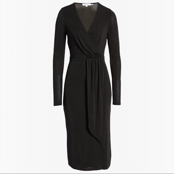 Good American Shimmer Long Sleeve Faux Wrap Dress - M - Picture 15 of 16